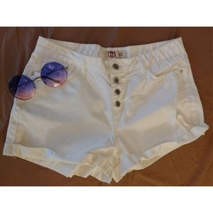 White High Rise Denim Shorts